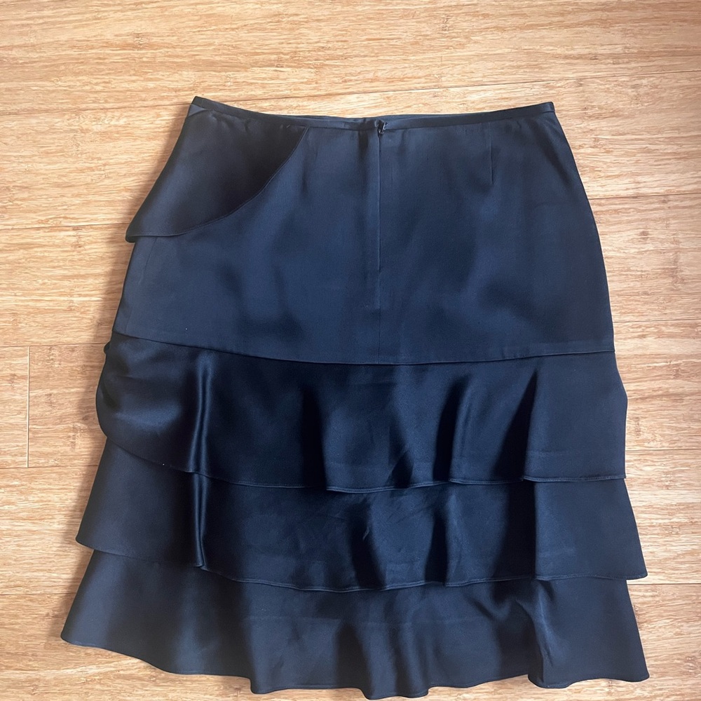 DKNY sateen skirt, layered bias cut cascades, like new.
